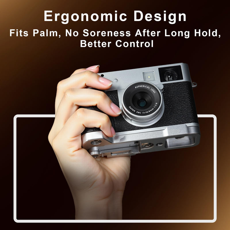 Haoge Handle HandGrip for Fujifilm x Half Camera Body Accessories L-Shape Grip Bracket Plate HG-XHALF-S Silver-Plate