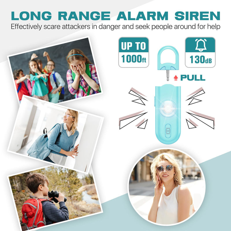 Personal Safety Alarm for Women Girls, 130dB Loud Siren with SOS Light, Flashlight, 1000ft Audible, Double Speakers Help Kids, Elderly Emergency Call, Alert Panic Button Self Defense Devices Blue