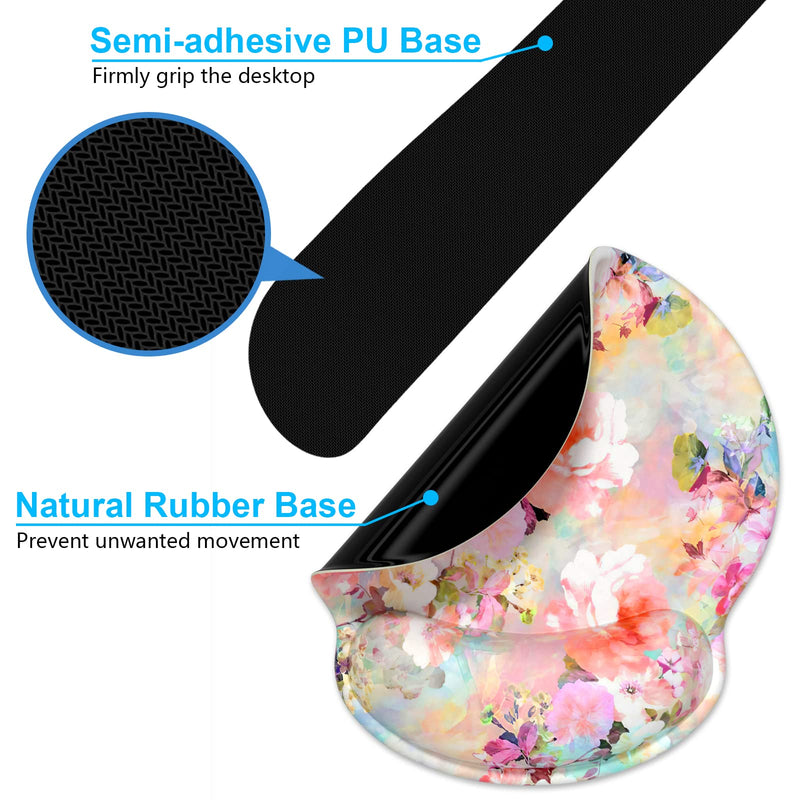 Dapesuom Keyboard Wrist Rest and Mouse Pad with Support, Memory Foam Rests for Set, Ergonomic Non Slip Base Easy Typing & Pain Relief, Peonies Floral, Pink Floral Pink Peonies Floral
