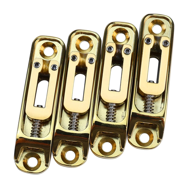 [AUSTRALIA] - Gold Single String Bass Guitar Bridge with Brass Saddle Individual Fixed Bridge for 4 String Electric Bass Replacement Parts 4 piece Gold 