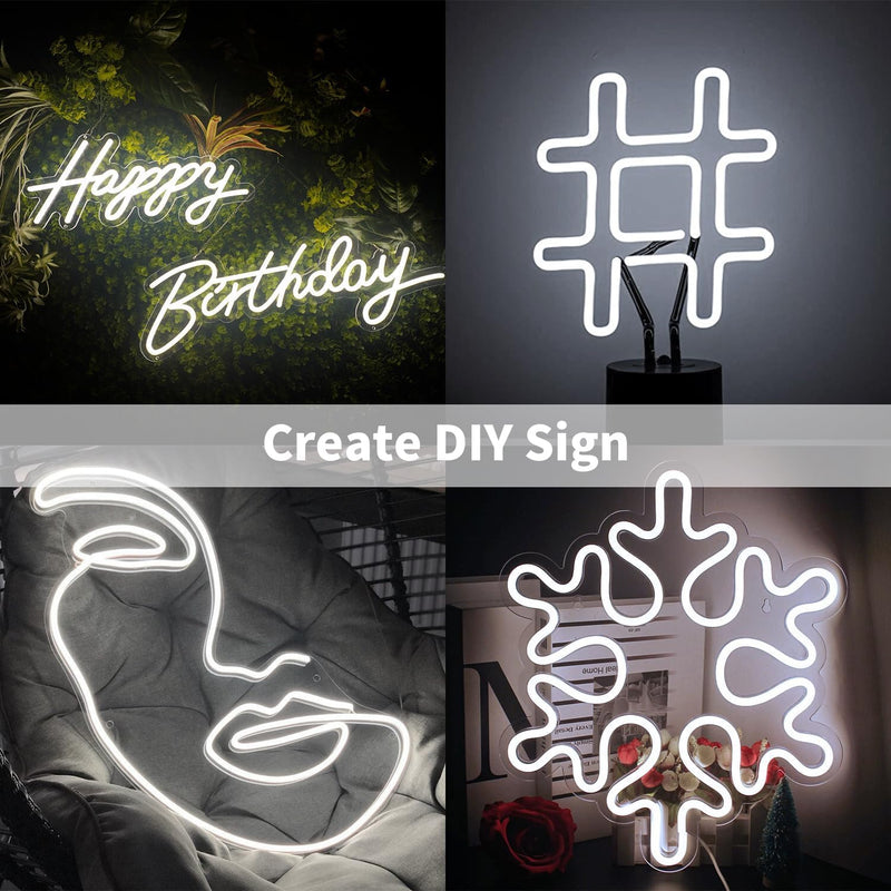 [AUSTRALIA] - iNextStation 12V White LED Strip Lights 16.4FT/5M, IP65 Waterproof Silicone Neon Light Strip, Flexible Led Rope Lights for DIY, Cuttable, LED Light Strip for Bedroom, Indoor, Outdoor(with Plug) 16.4FT With Adapter 