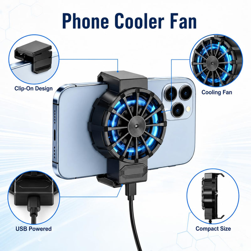 USB-Powered Phone Cooling Fan | Back Clip Smartphone Cooler Portable Mobile Phone Cooling Fan, A Must-have Gadget For Gaming and Live Streaming