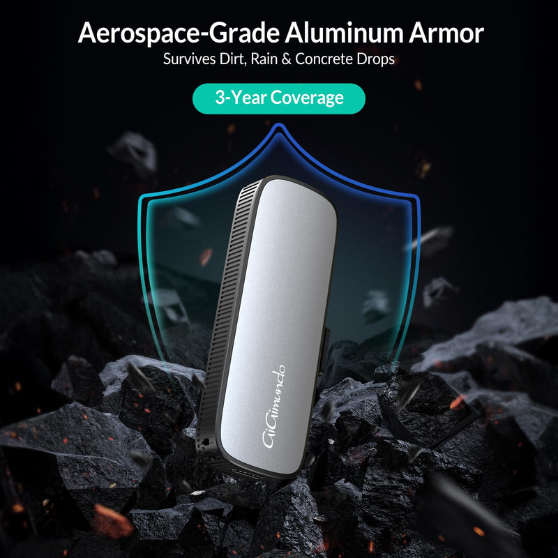 GiGimundo 512GB External Portable SSD, Up to 1073MB/s Dual Port USB C Thumb Drive USB 3.2 Gen 2+USB A Solid State Drives for iPhone 15/16/17/Android/Mac,Silver Silver