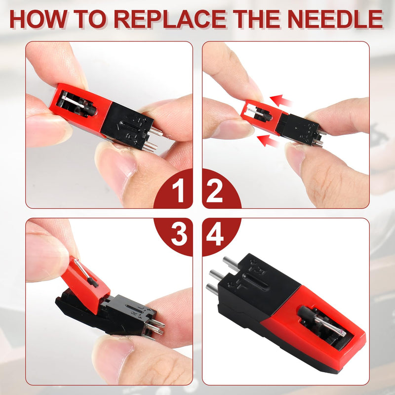 3pcs Universal Record Player Cartridge, Vinyl Turntable Cartridges Replacement Diamond Stylus Needle Turntable Needle Record Player Needle for LP Phonograph, Victrola, ION, Crosley