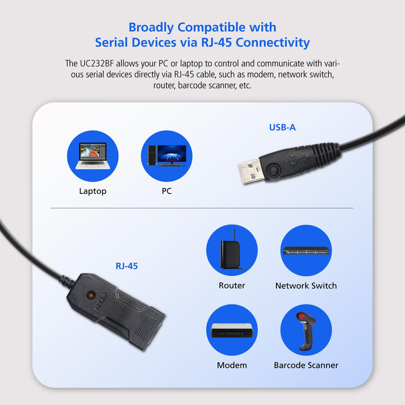 ATEN UC232BF USB to RJ-45 (RS-232) Console Adapter (FTDI/1.2 m)