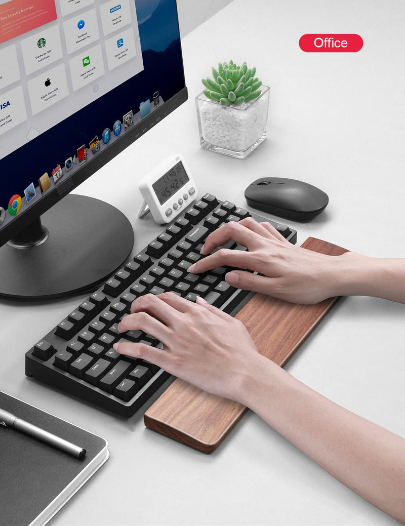 Meatanty Wooden Keyboard Wrist Rest,Ergonomic TKL Gaming Walnut Keyboard Rest,Mechanical Keyboard Wrist Pad,Hard Wrist Rest Palm Rest Supports Computer, Laptop Comfortable Typing Pain Relief (14.17") Medium (14.17")