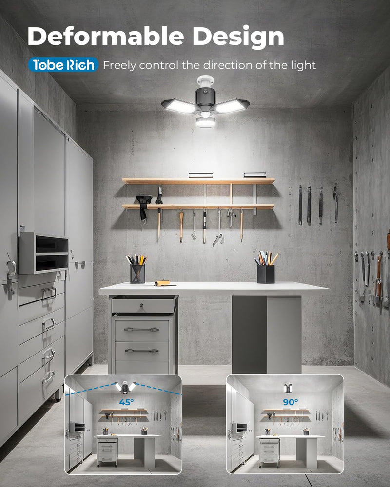 [AUSTRALIA] - toberich 2 Pack Motion Sensor Garage Lights, 8000LM Garage Lights Motion Activated, 6500K Indoor Motion Sensor LED Light Bulb for Garage, Utility Room, Laundry Room, Basement 