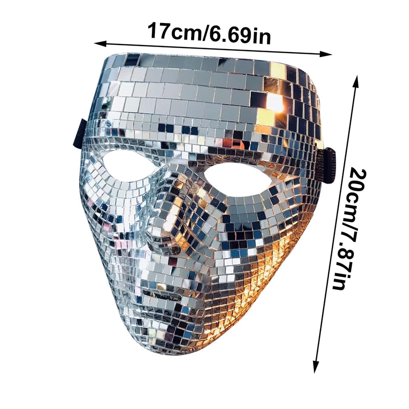 Wnvivi Disco Glitter Mask,6.7x7.8 Inch,Masquerade Mirror Mask for Men and Women,Halloween Face Cover,Party Disco Masks(6.7x7.8inch)