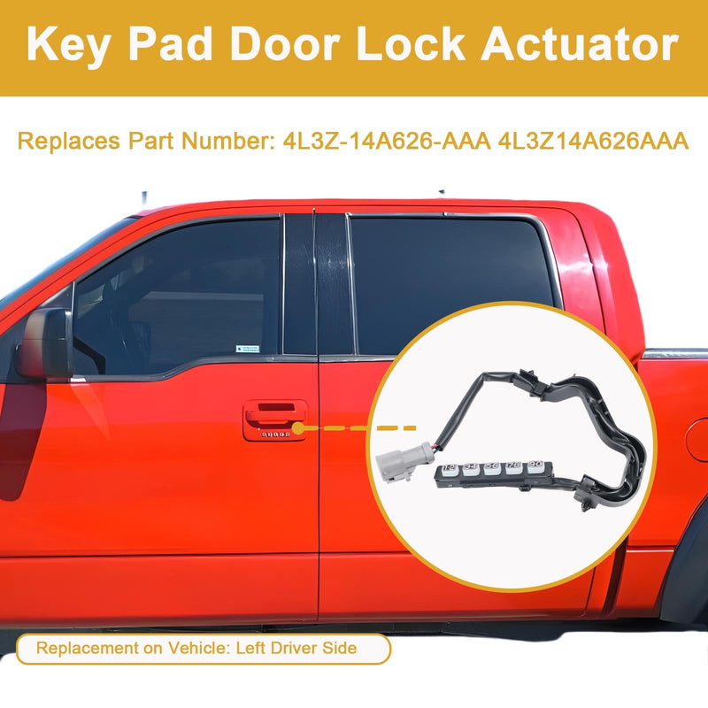 4L3Z-14A626-AAA Keyless Entry Wired Keypad Door Lock Actuator | Compatible with Ford F150 2004-2008, for Lincoln Mark LT 2006-2008, Replace# 4L3Z14A626AAA, Front Left Driver Side for Ford F150 Lincoln Mark LT 2004-2008