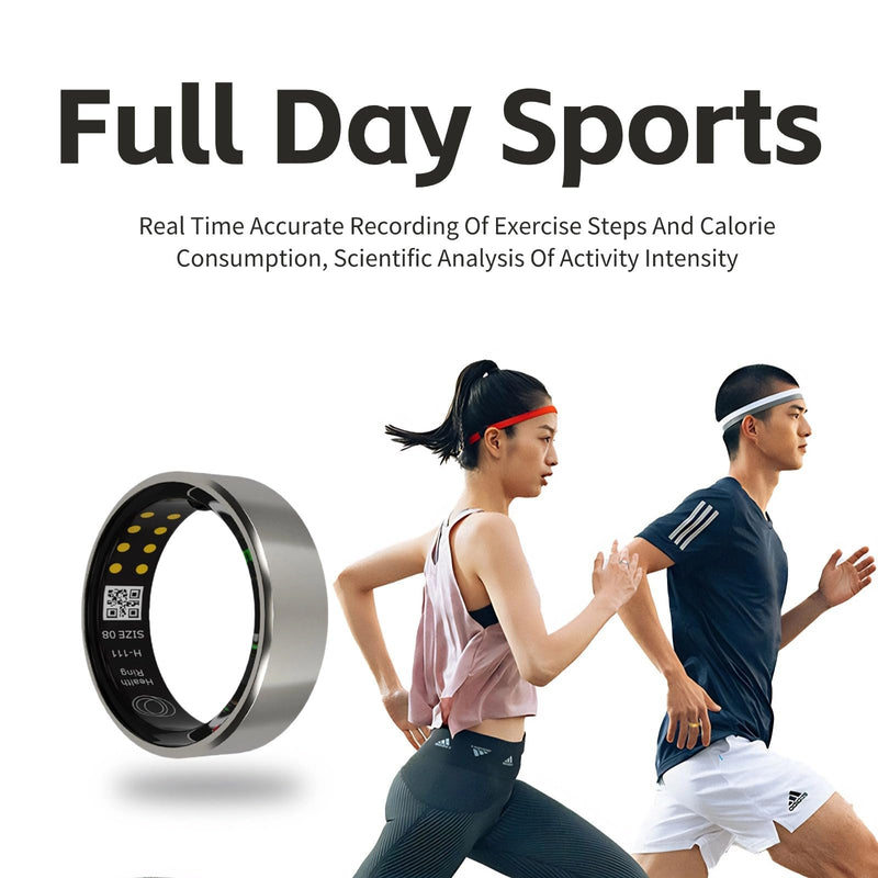 Smart Ring Health Tracker for Men & Women, Waterproof Fitness Sleep Heart Rate Blood Oxygen Tracker Ring, Bluetooth Fitness Tracker Ring Pedometer with APP for Daily Use 10