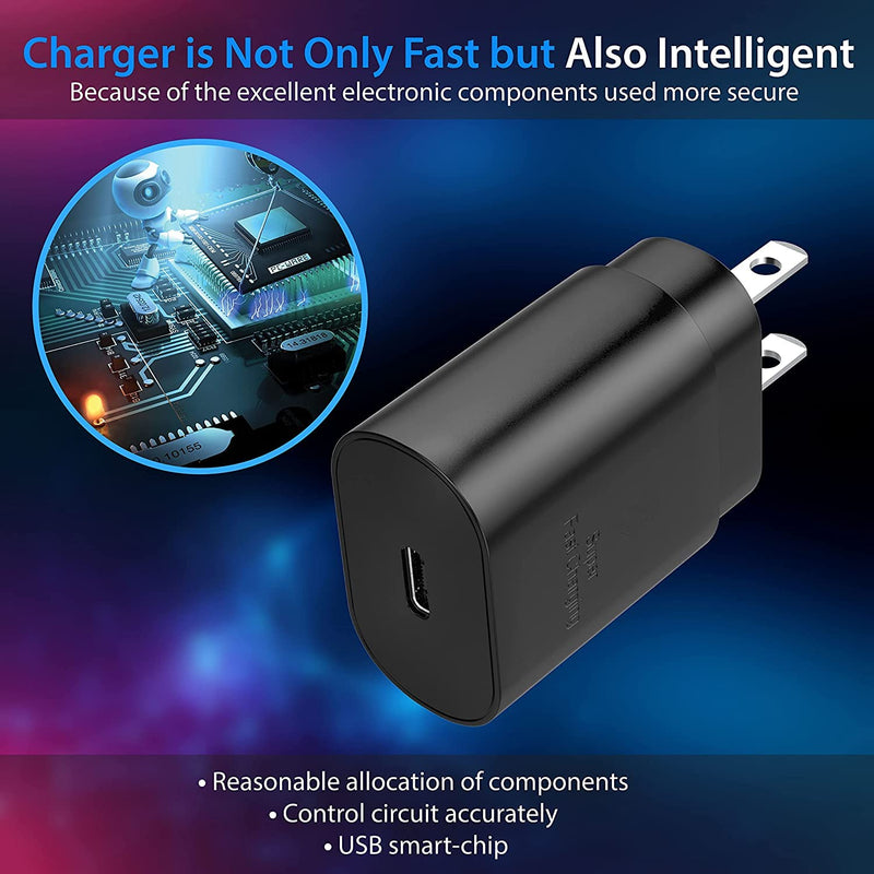 Galaxy S24 S23 USB C Charger Block 25W PD Super Fast Charger Type C Wall Plug Adapter Quick Charging for Samsung Galaxy S24/S23/S22/S21/S20/Z Fold 3/4/5/Note20/iPhone 14/iPad/Tablet/Watch-1Pack