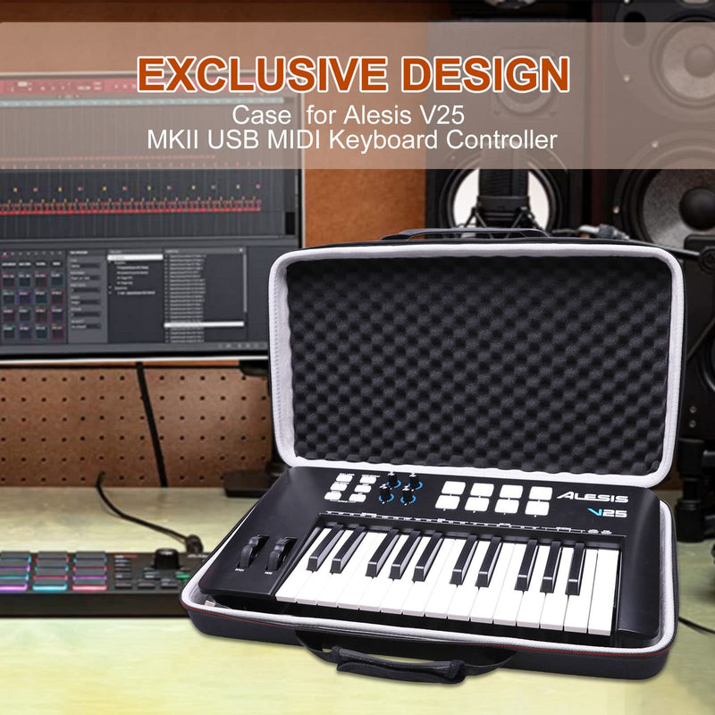 LTGEM Controller Case for Alesis V25 MKII USB MIDI Keyboard Controller Hard Storage Travel Protective Carrying Bag Alesis V25 MKII Case