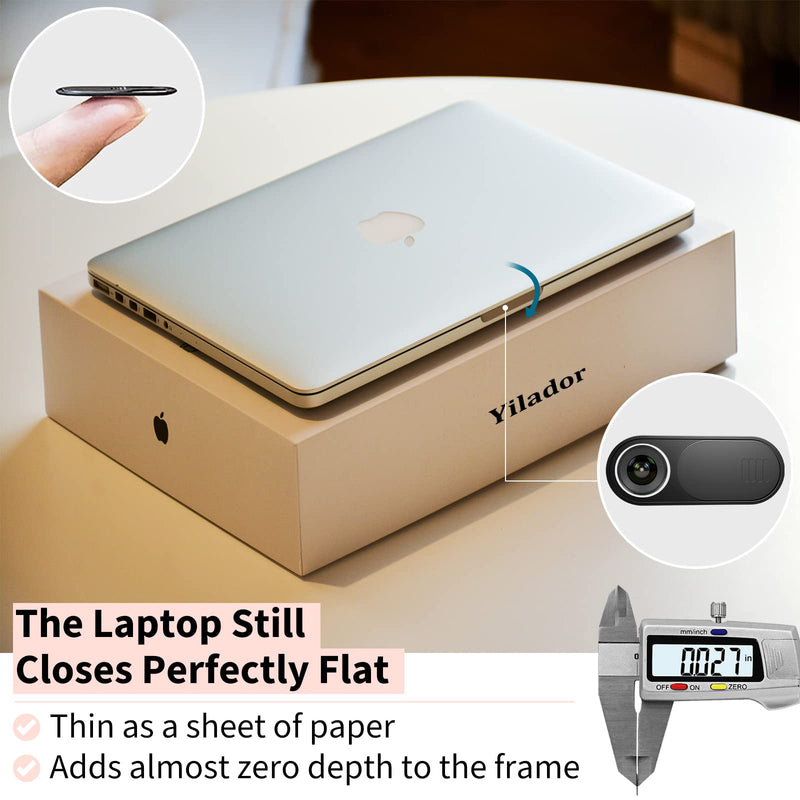Laptop Camera Cover Slide 6PCS, 2 Size Ultra Thin Webcam Cover Blocker, Large for Laptop Computer, Small for Phone Tablet, Suitable for MacBook Pro Dell HP iPhone iPad, Protect Your Privacy Large*3+Small*3
