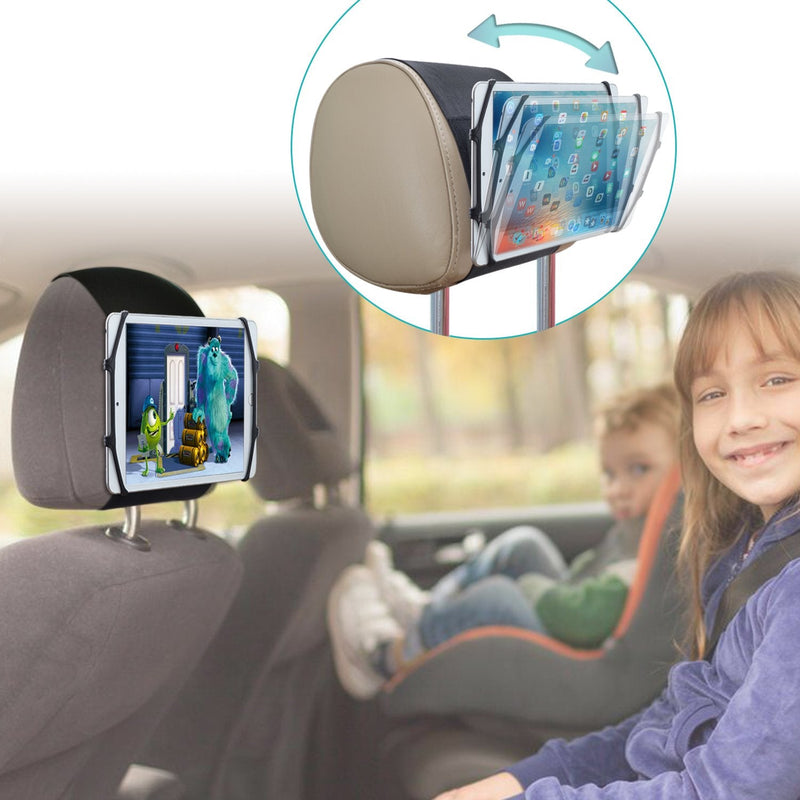 TFY Angle Adjustable Car Headrest Mount Silicon Holder for Tablets | Material: Silicone | Holding Net | Glare reduction | Comfortable grip | Doubles as stand | Detachable design