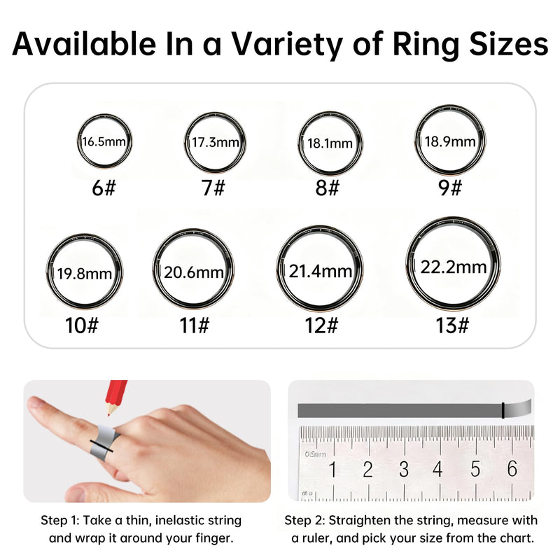 Smart Ring for Women & Men, Fitness Tracker Ring with Heart Rate Monitor, HRV, Sleep Tracking, No Subscription Fee, 10ATM Waterproof Activity Ring for Android & iPhone (Rose Gold, 6)