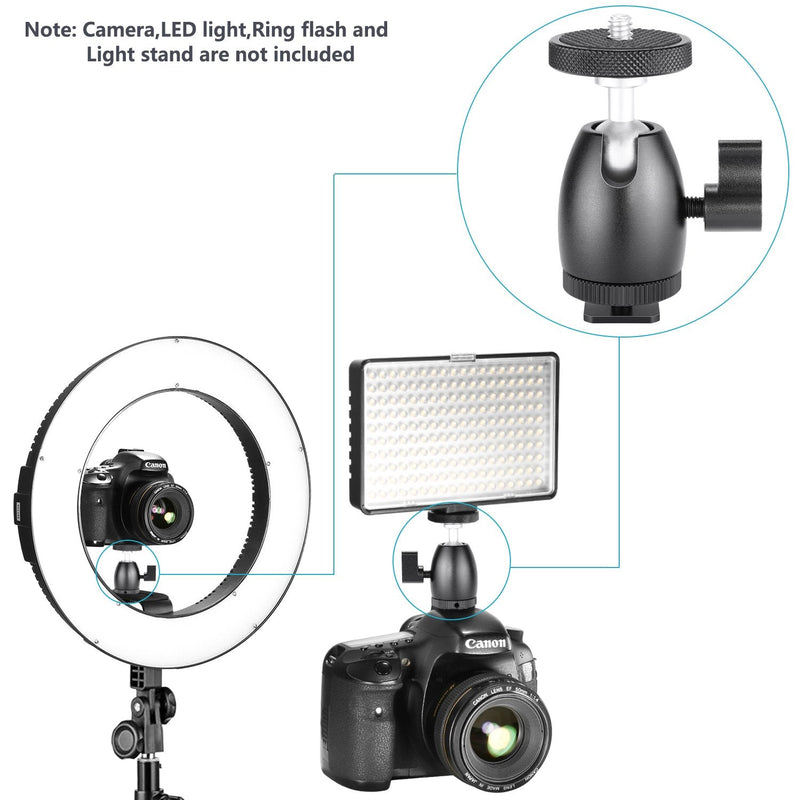 [AUSTRALIA] - Neewer Mini Tripod Ball Head Mount, 1/4 inch Screw with Phone holder, Lock and Hot Shoe Mount Adapter Compatible with Compact DSLR Camera, LED Light,Ring Light,Load Up to 4.4 pounds/2 kilograms 