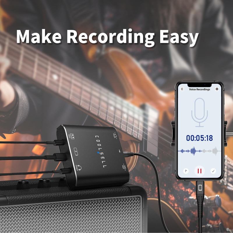 Audio Interface, Stereo 24Bit/192kHz USB C & iPhone Guitar Interface for Recording, Live Streams and Podcasting, Compatible with iPhone, iPad, Mac, Android and PC G42
