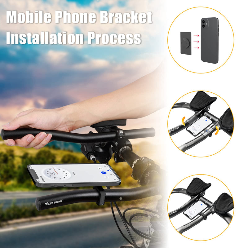 Bike Computer Mount For Aero Bars - Aero Bar Bike Computer Mount For Garmin Edge, Aero Bar Computer Mount Compatible with Garmin GPS Bike Computer, Wahoo, Bryton, Cateye, GoPro Full Range & Flashlight Black