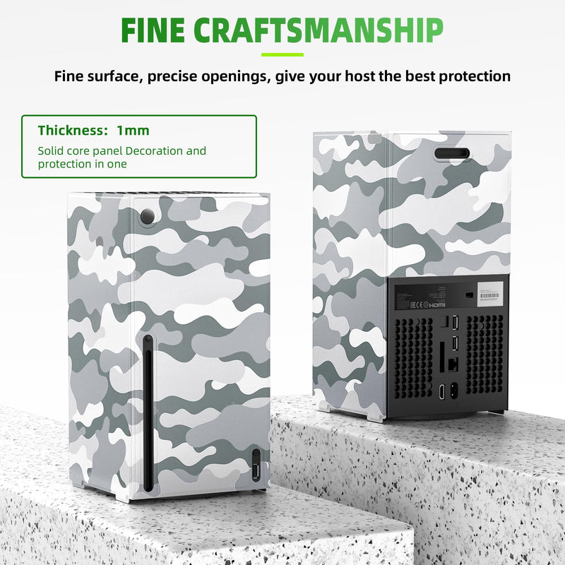 [AUSTRALIA] - Magnetic Smart Wraps for Xbox Series X Console, Full Protection Protective Cover Case for Xbox Series X Accessories with Premium PU Leather and Soft Inner Lining - Gray Camo 