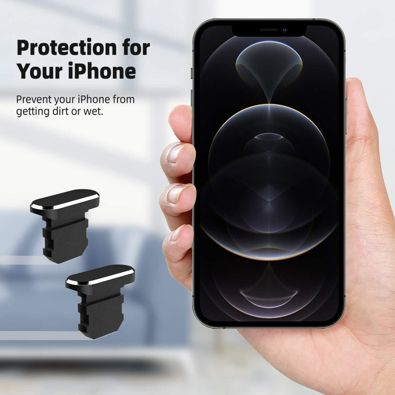 [AUSTRALIA] - TITACUTE 2 Pack Anti Dust Plugs for iPhone 14 Pro Max 13 11 12 Mini Dust Cover 8 Pin Dust Plug + Mini Storage Box iPhone Charging Port Plugs for iPhone Xs XR X 8 7 Plus SE AirPods iPad Mini Air Black 