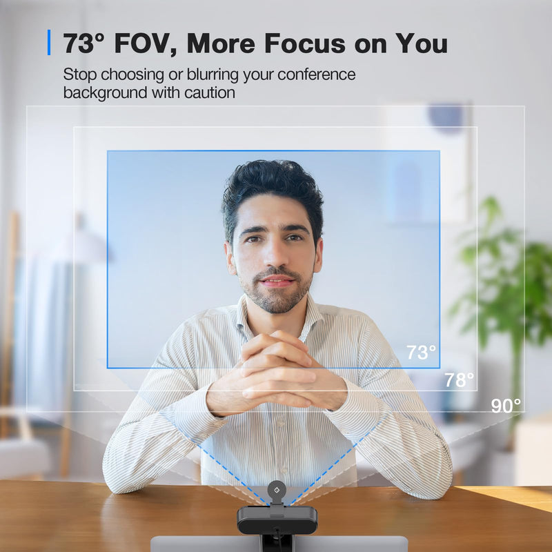 EMEET C960 4K Webcam for PC, PDAF Auto Focus, Dual Omni Mics, 73° FOV | Auto Light Correction, USB-A, Plug&Play, Web cam 4K with Privacy Cover, Webcam 4K Works for Zoom/Teams/Google Meet, Laptop/PC