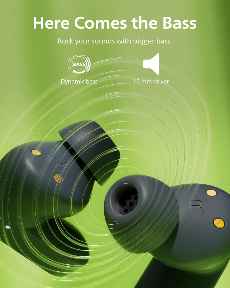 Philips TAT3519 Wireless Earbuds,True Wireless Headphones with Noise Canceling Pro,Dynamic Bass,Clear Call,24 H Battery Life,Fast Charging,Bluetooth 5.3,IPX4,App/Touch Control,Black With tips T3519|Durable playtime