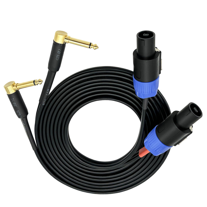 [AUSTRALIA] - CESS-133-6f Right-Angle 6.35mm 1/4 Inch TS Plug to Speakon Plug Speaker Cable, 2 Channel, Durable Heat-Shrink Protected Metal Housing (6 Feet) 6 Feet 