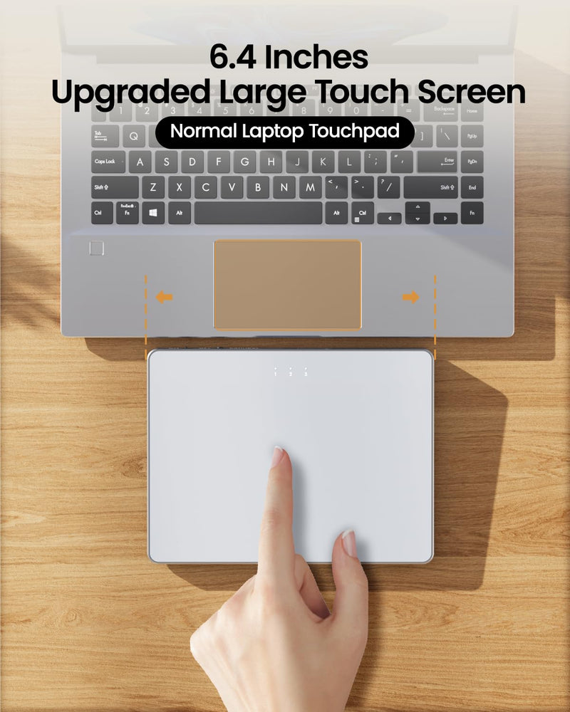 ProtoArc T1 Plus Bluetooth Trackpad for Win 11/10, White Silver | Large 6.4" touch surface, supports 3-device switching via Bluetooth. No USB receiver needed. Rechargeable and Multi-Gesture. White and Silver