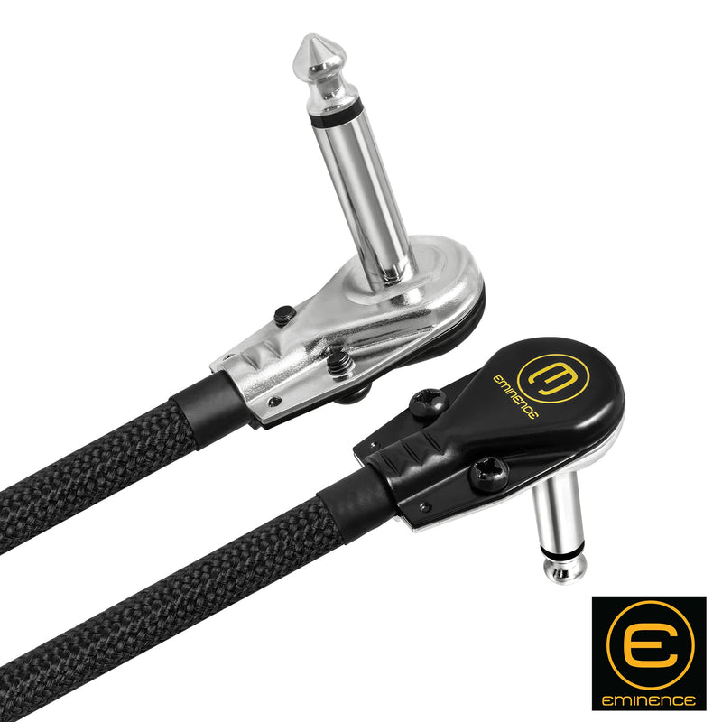 [AUSTRALIA] - 4 Inch x3 + 12 Inch x3 -Audioblast HQ-1 Braid (Black) - Flexible - Dual Shielded (100%) - Instrument Effects Pedal Patch Cable w/Low-Profile, R/A Pancake TS (6.35mm) Plugs & Dual Staggered Boots 