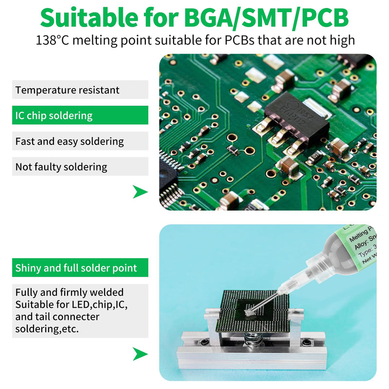 Gruiqrd Syringe Soldering Paste Flux Sn42 Bi58, Lead-Free Soldering Paste, Soldering Flux Tin Paste, Low Temperature Solder Paste 138 Degrees, for BGA LED SMD SMT Solder (1.41 oz/40 g)