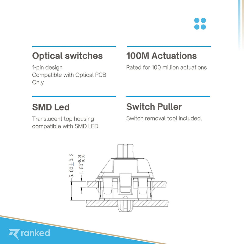 Gateron ks-15 Optical Key Switches for RGB Mechanical Gaming Keyboards | Plate Mounted (Gateron Optical Yellow, 90 Pcs) Gateron Optical Yellow