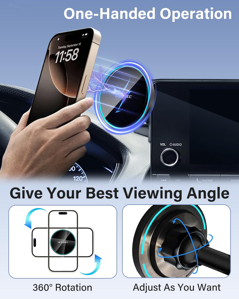 SKYLOTEC Magnetic Charger Phone Mount for BMW 4 Series 2021-2023 | 15W Magsafe Charger for 3 Series 2019-2022/2 Series 2022-2024, 10.25-inch Screen Cradles Magnets for iPhone Samsung