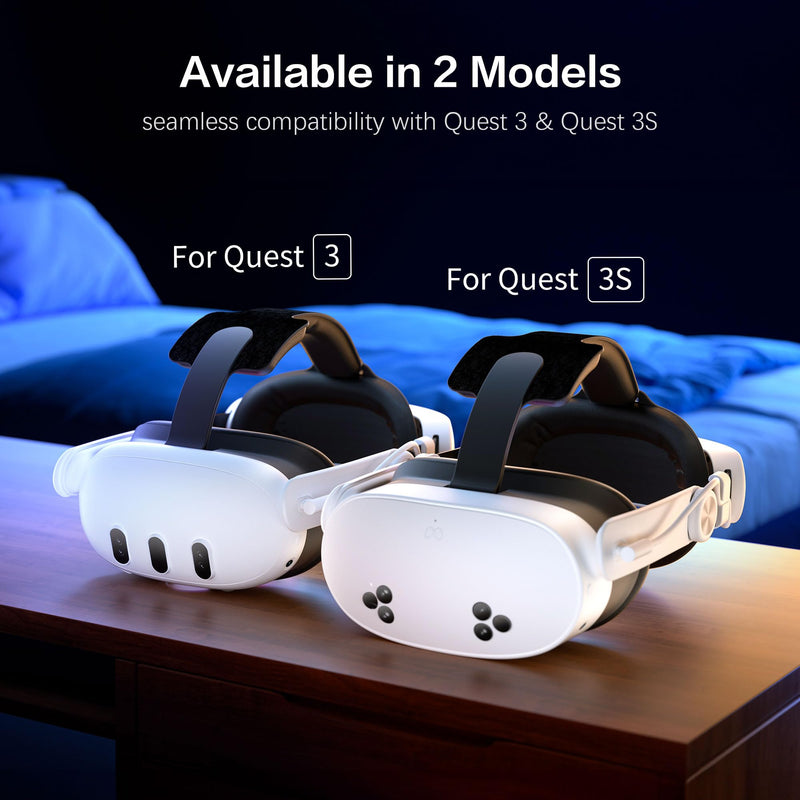 Head Strap for Oculus Meta Quest 3/3S, Adjustable VR Accessories with One-Click Fit, VR Head Strap Reduce Facial Stress for Gaming Comfort, Combination Kits with and Without Batteries