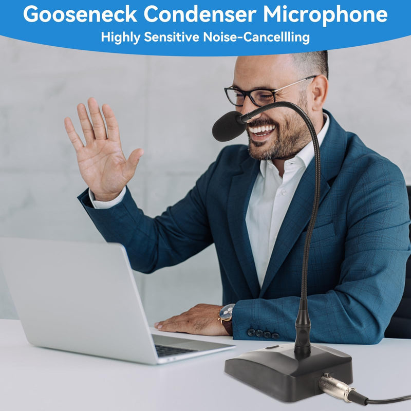 [AUSTRALIA] - Gooseneck Condenser Microphone, 6.35mm Wired Microphone with Mute Button Desktop Microphone Computer Mic Podium Microphones Desktop Paging Mic Corded Voice Mic for Meetings Lectures Recording 