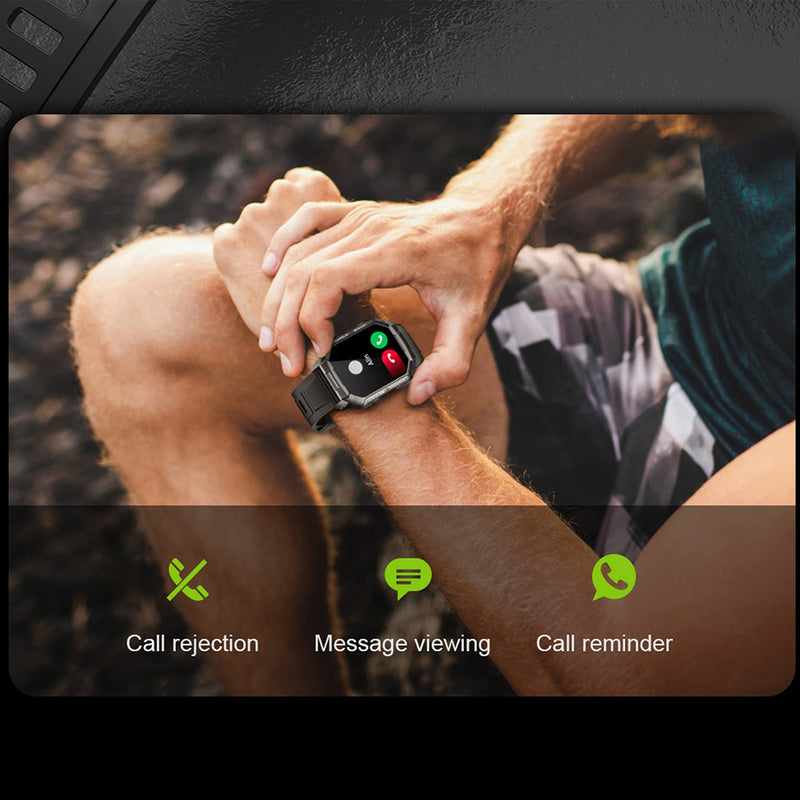 Smart Watch for Men, Bluetooth (Answer/Make Call) Fitness Tracker Tactical Military Waterproof Smartwatch for Android Phones iPhone Outdoor Sports Digital Watches Heart Rate Blood Pressure Monitor