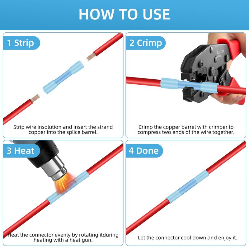 20 x Butt Connectors 26-22AWG Crimp Connector with Heat Shrink Tube, Cable Connector, Waterproof Butt Connector for Car, Boat, Marine AWG26-22