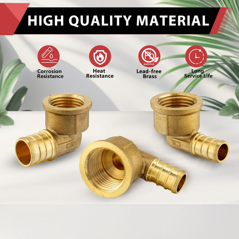 [AUSTRALIA] - (Pack of 2) EFIELD Pex 3/4"x 1/2" Female Threaded NPT Elbow Adapter Brass Crimp Fittings (Pex 3/4"x 1/2" Female Thread),(PEX1807301-2PCS) 3/4"x 1/2"(Pack of 2) 