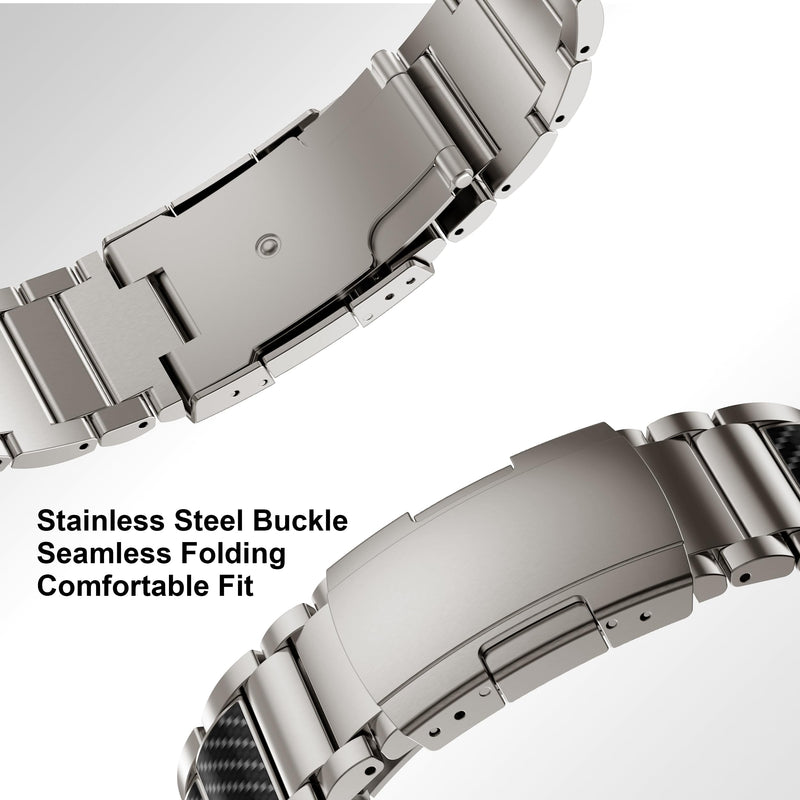 Business Titanium Band for Galaxy Watch 8 Classic Band 46mm, Silver Carbon Fiber Silver