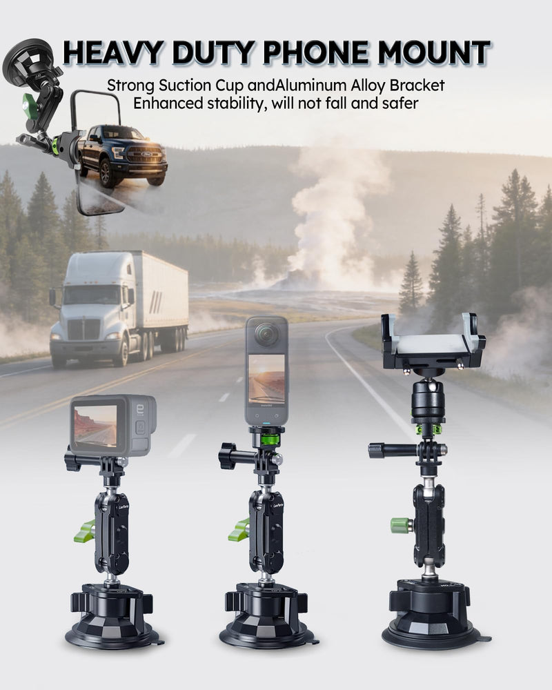 Semi Truck Phone Mount for Drivers, 360° Anti-Shake, Camera Ready | Class 8 Cab Phone and Camera Suction Mount, Ultra-durable Metal, for Kenworth, Peterbilt, Freightliner sprot