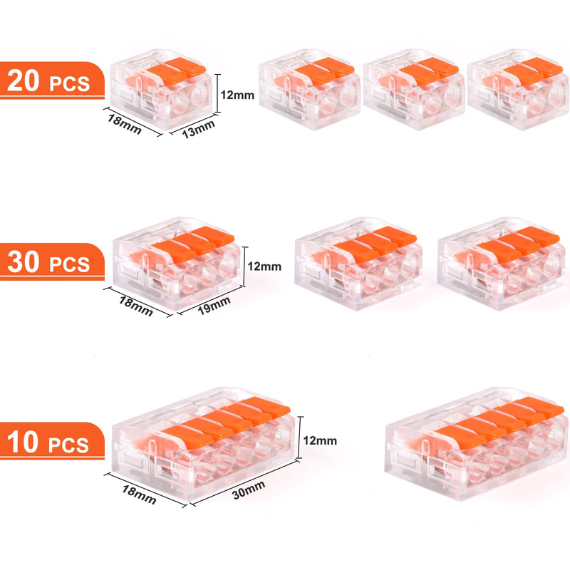[AUSTRALIA] - Cable Connector Cable Clamps Electric, Pack of 60 Connection Clamps Clamp with Actuation Lever, 4 mm² Conductor Clamp Lustre Terminals Connection Clamp Can Be Combined for Fixed Cable 2-3-5 Conductors orange 