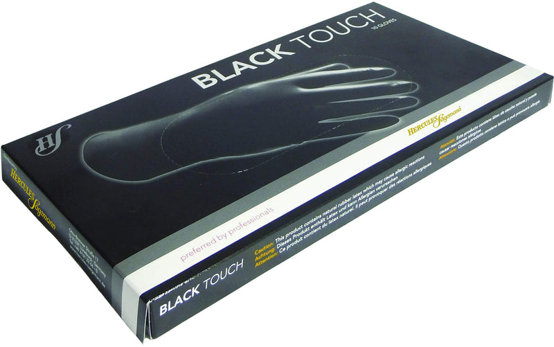 Hercules Sägemann Special Protective Gloves for Hairdressers Black Touch Size M Pack of 10 100% Natural Latex