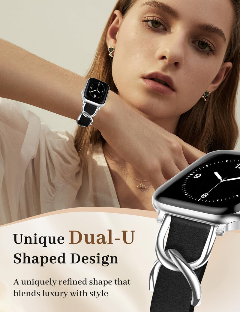 JR.DM Gold Silver Leather and Metal Watch Bands for Women