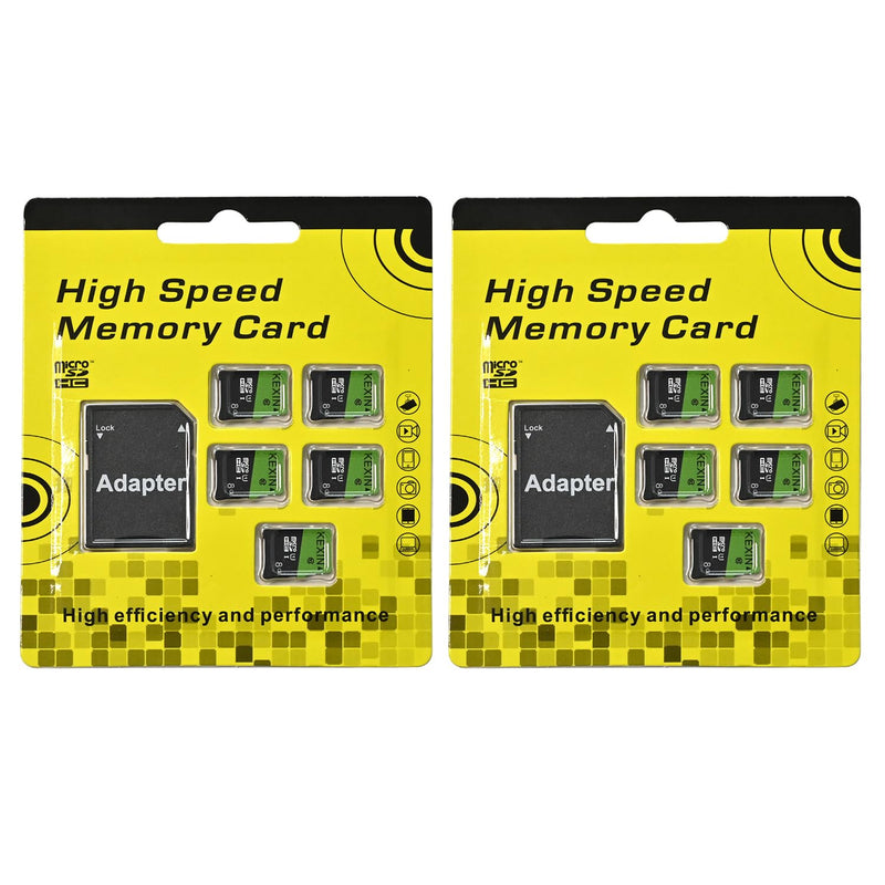 KEXIN 8GB Micro SD Card 10 Pack with SD Adapter microSDHC Memory Card UHS-I C10 Micro SD Card Full HD High Speed TF Card for Smartphone Tablet Action Camera Dash Cam Drone Game Console