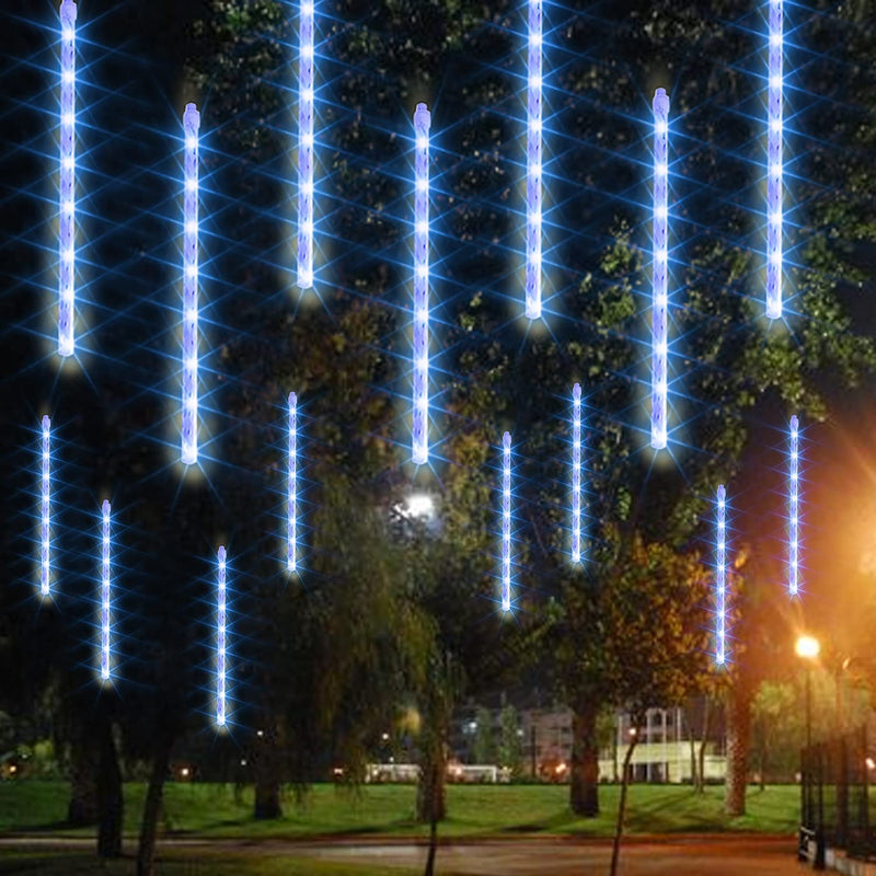 Dazzle Bright 864LED Christmas Light, Meteor Shower Rain Lights 11.8 Inch 24 Tubes, Waterproof Plug in Falling Rain Lights Christmas Decorations for Xmas Bushes Tree Yard Party (Blue) Blue 864 LED