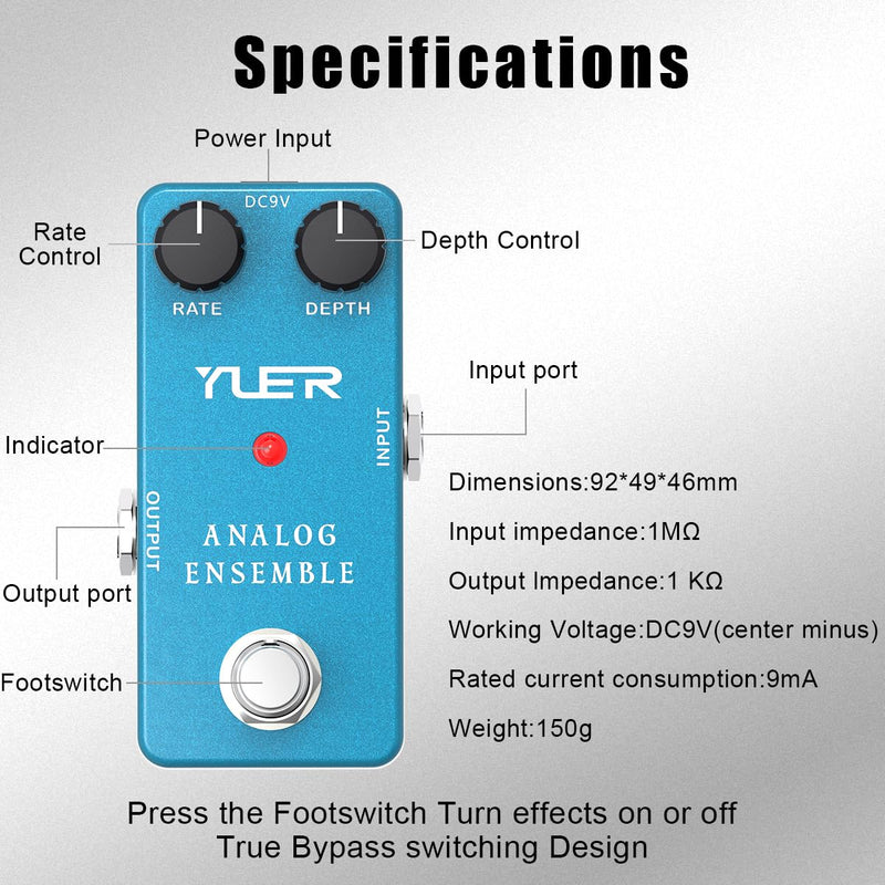 Chorus Pedal, Analog Chorus Guitar Effect Pedal for Electric Guitar with Classic BBD Chip Footswitch Cap, Aluminum Case - True Bypass RS-07
