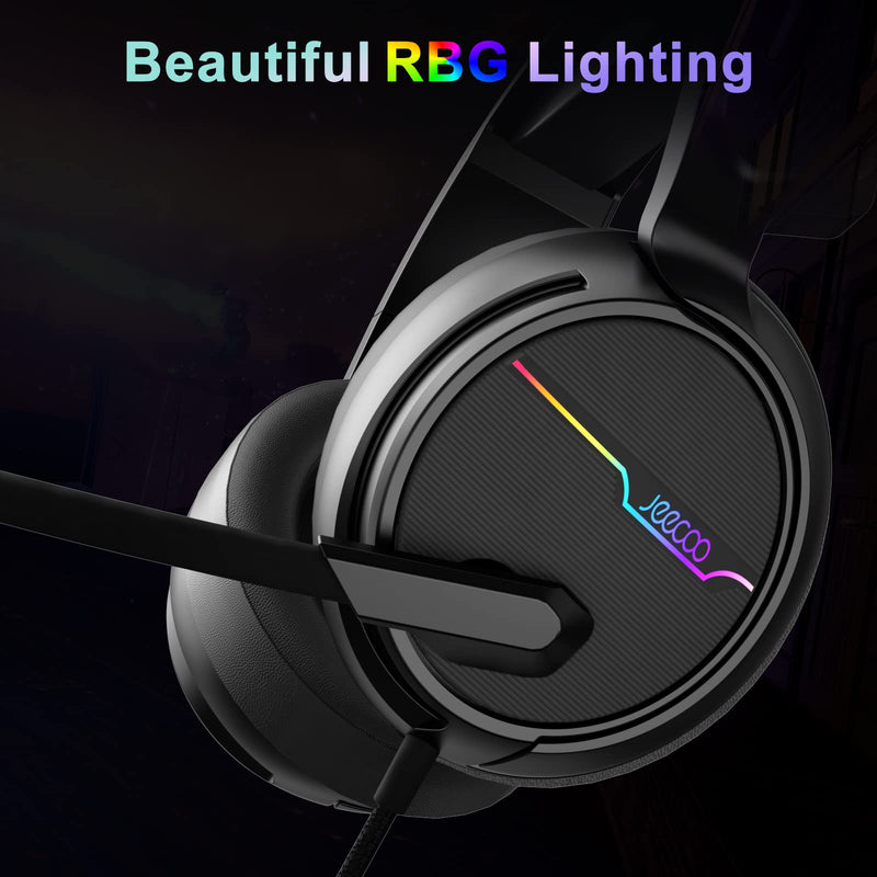 [AUSTRALIA] - Jeecoo V20U USB Pro Gaming Headset for PC - 7.1 Surround Sound Headphones with Noise Cancelling Microphone- Memory Foam Ear Pads RGB Lights for Laptops 