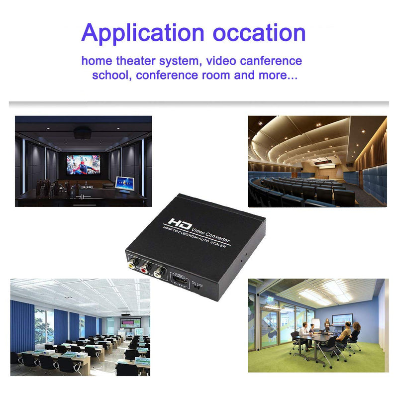 [AUSTRALIA] - HDMI to RCA and AV 3RCA Converter Adapter, Support 1080P, PAL, NTSC for HD TV and Older TV (Black, Iron Shell) 