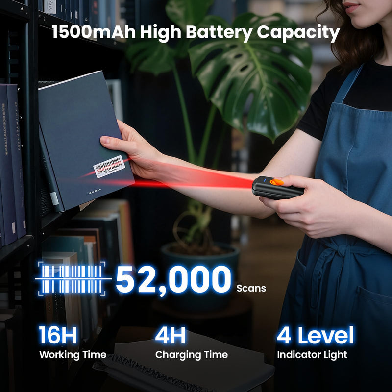[AUSTRALIA] - Eyoyo Mini Bluetooth Barcode Scanner: 1D Fast & Accurate Scanning, Wireless & USB Wired Bar Code Scanner for Inventory, Portable Barcode Reader Compatible with iPhone iPad Android Tablet POS Computer 