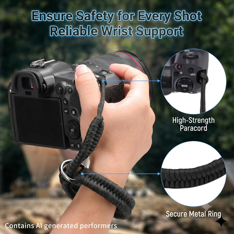 Camera Wrist Strap with 3 Secure Connectors | Camera Strap Wrist for Digital Mirrorless Cameras