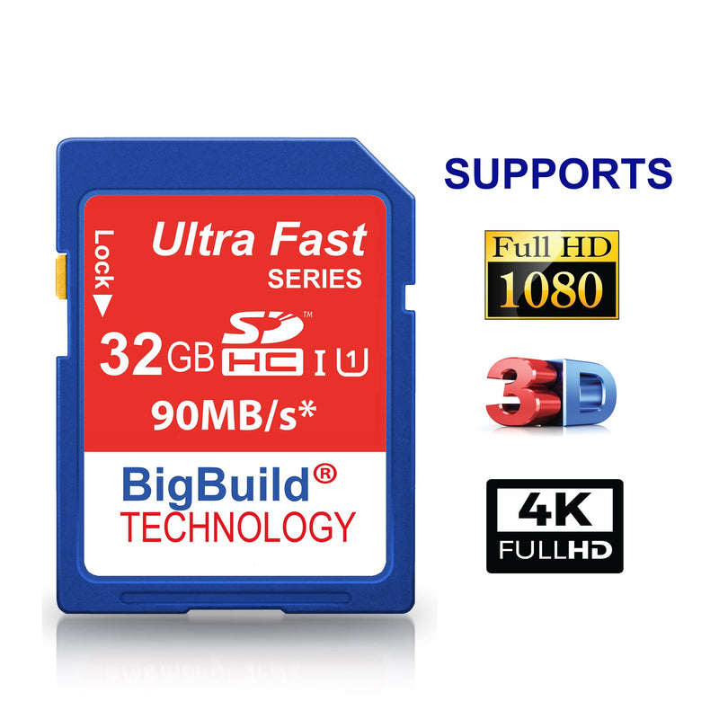 BigBuild Technology 32GB Ultra Fast SDHC 90MB/s Memory Card Compatible with Sony Cyber-Shot DSC HX60, HX80, HX90, H300, HX350, HX400V, H300B/HX400VB, HX60B/HX90B Camera Blue / Size: 32GB